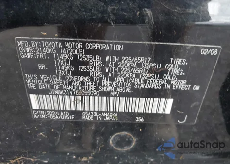 2008 Toyota Rav4 Limited V6 z USA, uszkodzony, nr VIN JTMBK31V785055090